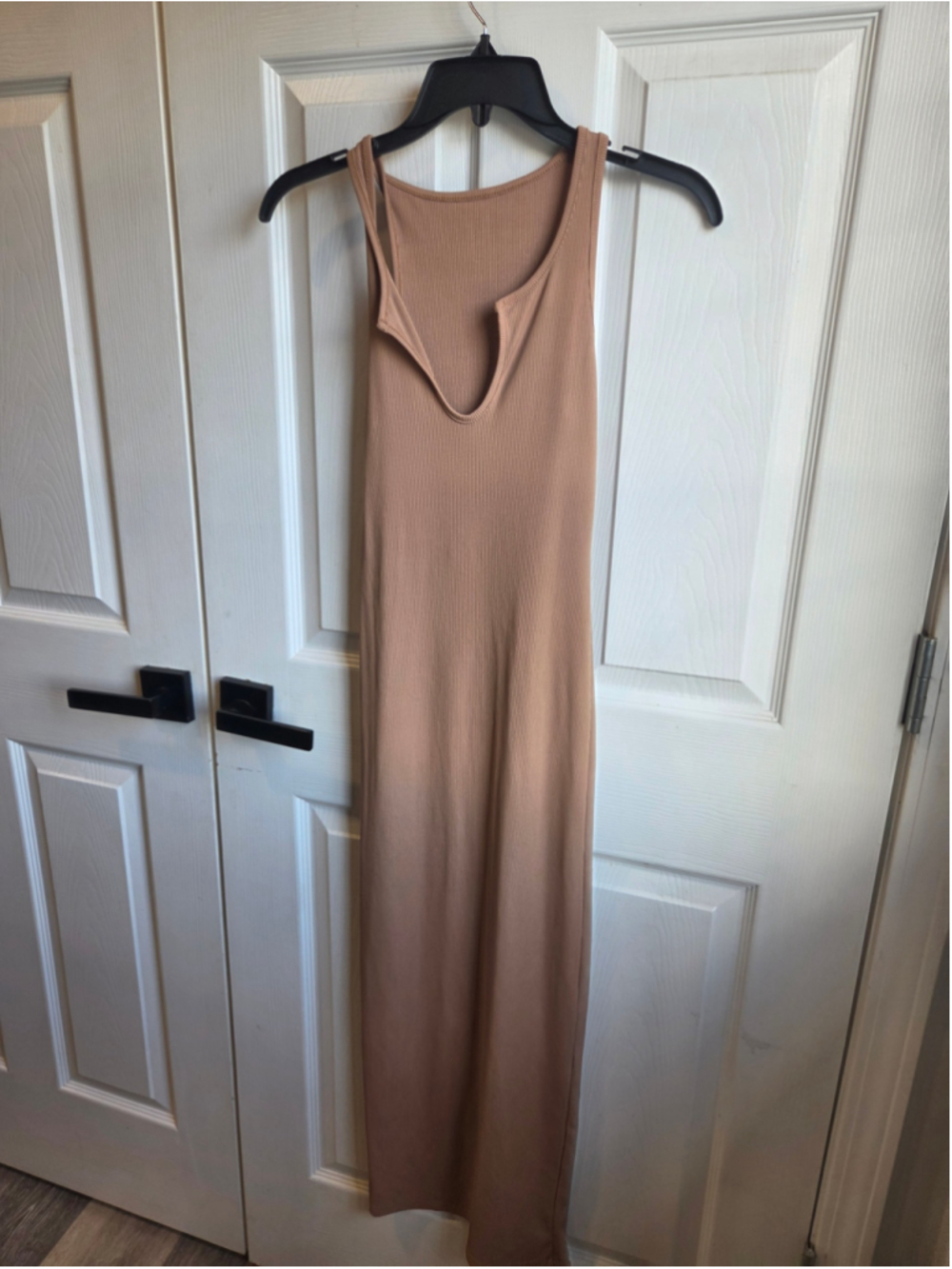 Women's Unbranded Ribbed Midi Dress Beige Size S